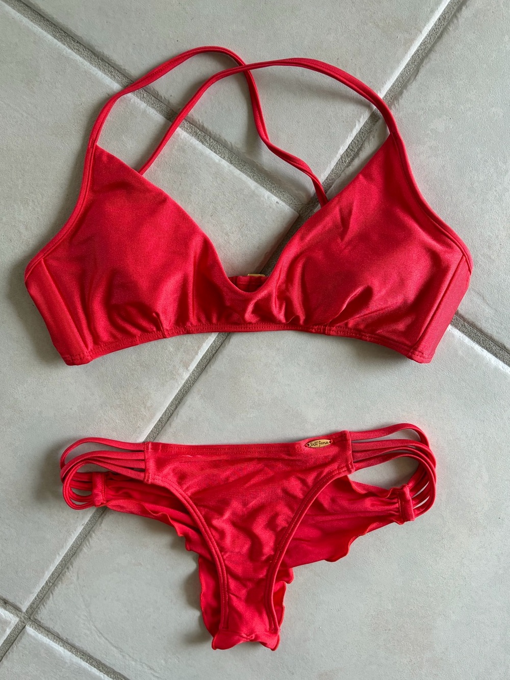 Luli Fama Red Cosita Buena Bikini Top and Bottom